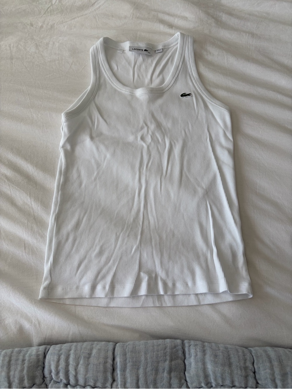 Lacoste White Ribbed Tank